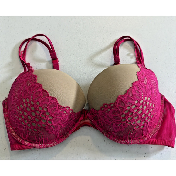 Victoria's Secret 38D Very Sexy Push Up Bra pink lace full coverage padded - Picture 1 of 11